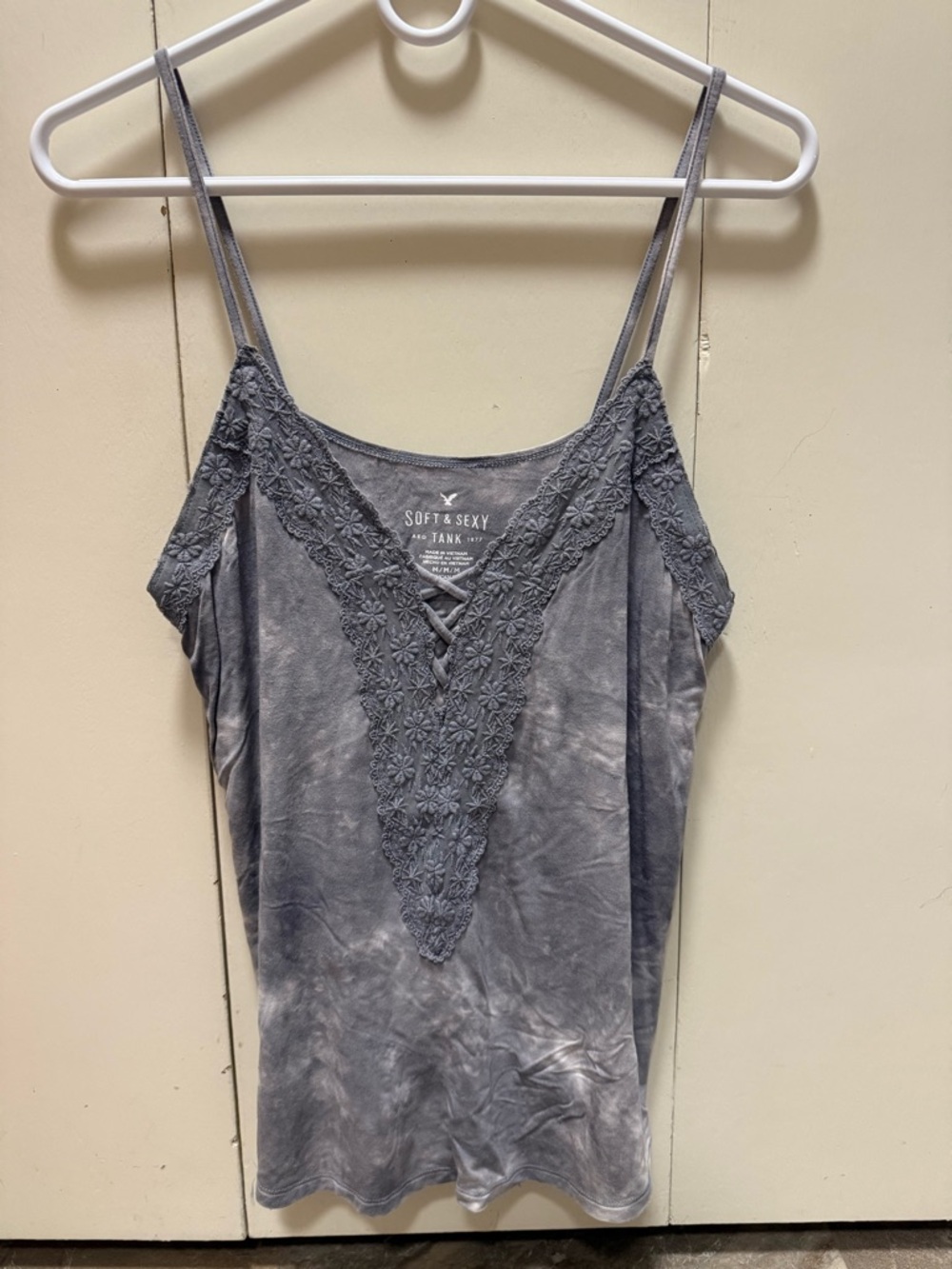 Soft & Sexy Gray Lace-Trim Tank Top